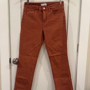 Vervet Baked Clay Frayed Hem Slim Crop Jeans